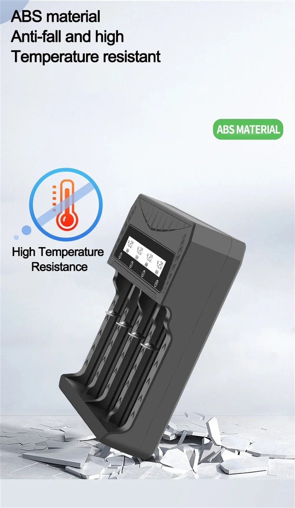 Cargador USB Inteligente Baterías LCD (1/2/4 Ranuras) para Litio Recargable 18650 (4.2V) / Ni-MH AA/AAA (1.2V)