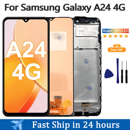 Pantalla LCD AMOLED de 6,5 pulgadas para Samsung Galaxy A24 4G, montaje de digitalizador con pantalla táctil para Samsung A245F A245M A245N, repuesto LCD