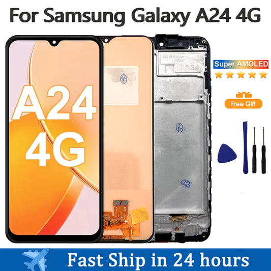 Pantalla LCD AMOLED de 6,5 pulgadas para Samsung Galaxy A24 4G, montaje de digitalizador con pantalla táctil para Samsung A245F A245M A245N, repuesto LCD