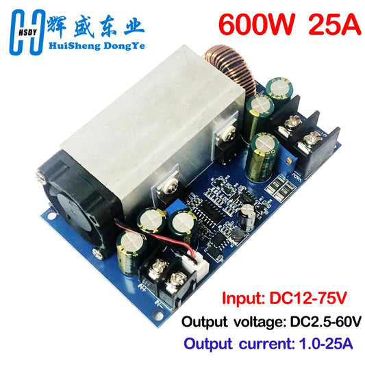 Módulo Convertidor Buck DC 12-75V 600W 25A CC/CV Step-Down Regulador Voltaje Ajustable