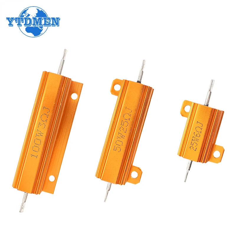 Resistencia Carga Bobinada 50W en Caja Metálica (6/8/10/12 Ohm) Decodificador LED Freno/Señal Giro (2 Unidades)