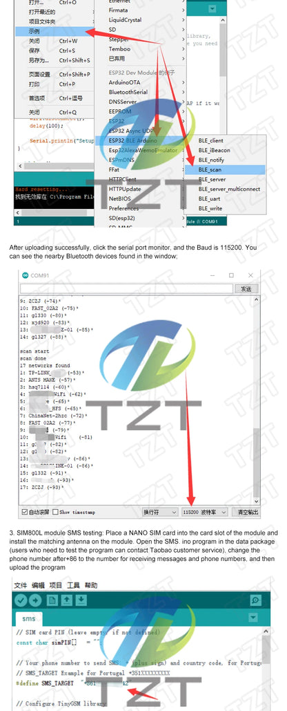 Módulo Inalámbrico TTGO T-Call V1.3 ESP32 con Módulo SIM800L, Ranura SIM y Antena GSM/GPRS para Arduino
