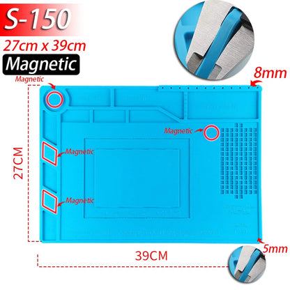 Alfombrilla Soldadura ESD Resistente Calor (932°F/500°C) Plataforma Mantenimiento Reparación Computadora/Teléfono Kit Herramientas
