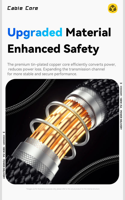 Cable Essager USB-C a Tipo C PD 100W Carga Rápida con Pantalla Digital para iPhone 15/16/Xiaomi/Huawei/Macbook/iPad