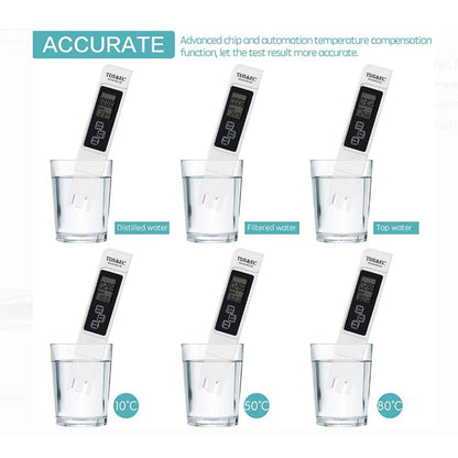 Medidor Digital Calidad Agua TDS/EC Multifuncional (Rango 0-9990 ppm) Pureza/Temperatura (1 Unidad, Blanco)