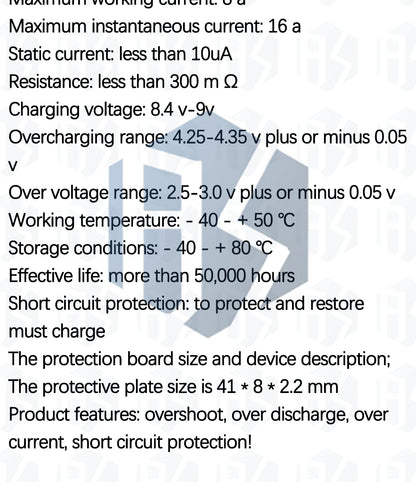 2S 7.4V 8A Li-ion 18650 Lithium Battery Charger Protection Board 8.4V Overcurrent Overcharge / Overdischarge Protection