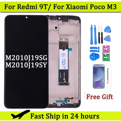 6.53" For Xiaomi Redmi 9T LCD Display Touch Screen Digitizer Assembly With Frame J19S M2010J19SG M2010J19SY For POCO M3 LCD