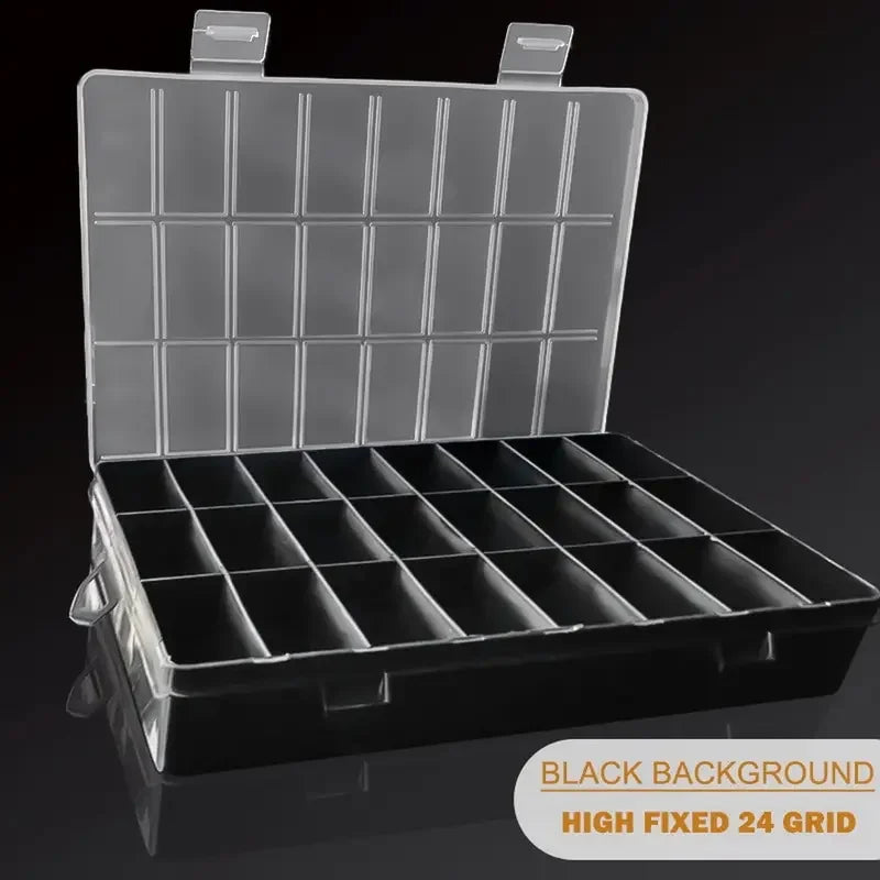 Caja Almacenamiento Plástico Compartimentos (24 Rejillas) Organizador Joyería/Pendientes/Cuentas/Tornillos Contenedor Hogar