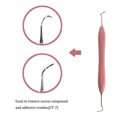 Set Relleno Resina Dental Doble Punta Acero Inoxidable (Espátula Relleno Composite, Mango Silicona)