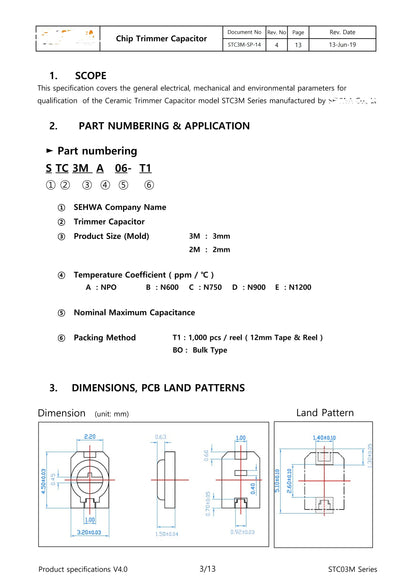 Capacitor Trimmer Cerámico SMD SEHWA Ajustable (3pF/6pF/10pF, 4.5x3.2mm) - Pack 5 Unidades (Valores Surtidos)