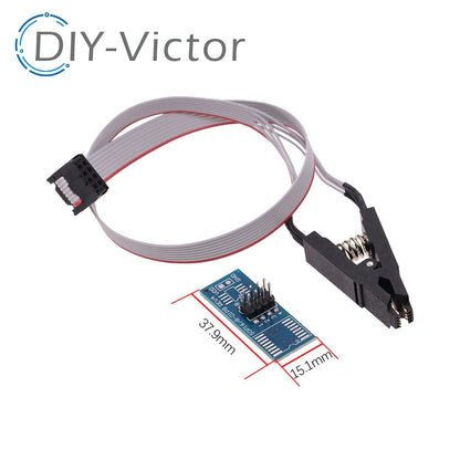 Kit Programador USB CH341A 24/25 Series EEPROM Flash BIOS + Clip Test SOIC8/SOP8 (DIY Kit i21)