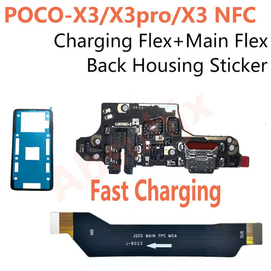 Main Motherboard Connector LCD Display Power Back Cover Sticker Flex Cable For Xiaomi Mi POCO X3 Pro USB Charging Port Charger