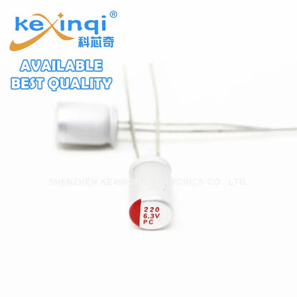 Capacitor Electrolítico Sólido Polímero Aluminio Conductivo (100uF-4700uF, 6.3V) - Pack 10 Unidades (Valores Surtidos)