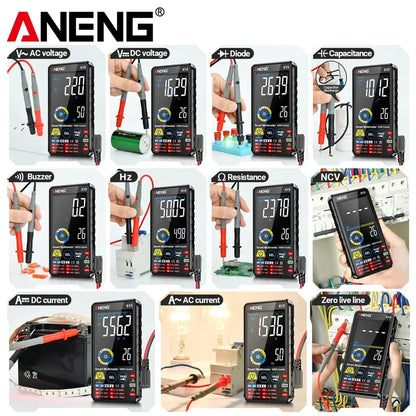 Multímetro Digital Inteligente ANENG AN-615 - Táctil Recargable (6000 Cuentas) Tester Voltaje/Corriente AC/DC