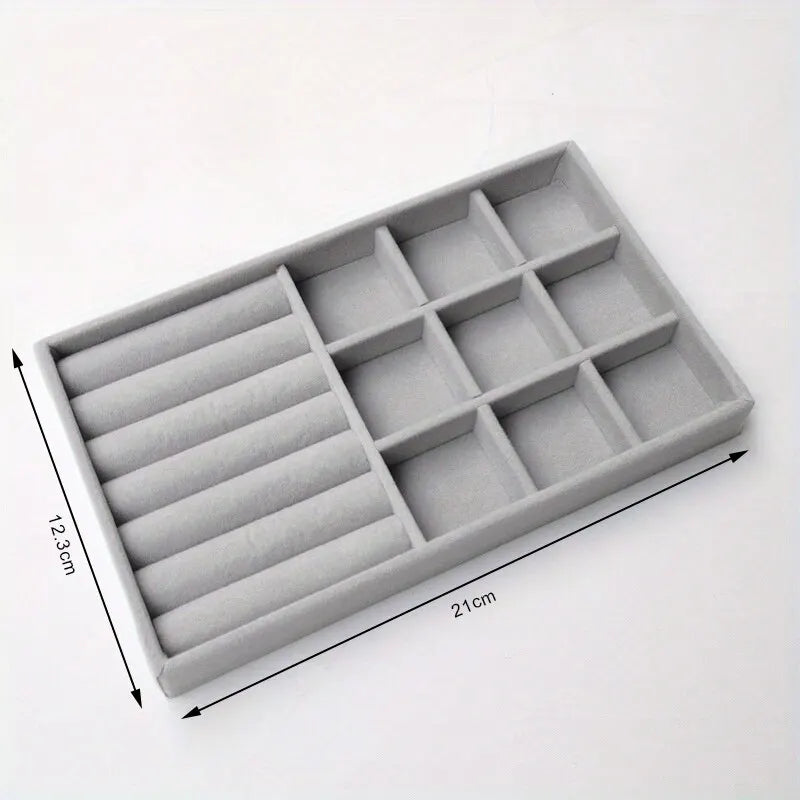 Bandeja Exhibidora Terciopelo para Joyería (Soporte Anillos/Pendientes/Collares Portátil) Caja Organizadora Almacenamiento
