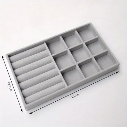 Bandeja Exhibidora Terciopelo para Joyería (Soporte Anillos/Pendientes/Collares Portátil) Caja Organizadora Almacenamiento