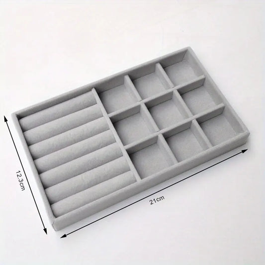 Bandeja Exhibidora Terciopelo para Joyería (Soporte Anillos/Pendientes/Collares Portátil) Caja Organizadora Almacenamiento