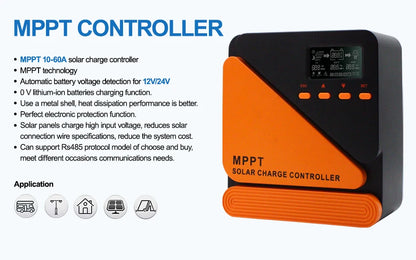 EASUN Solar Charge Controller MPPT 60A 50A 40A 30A 20A 10A Solar Panel Solar Charge Regulator 12V 24V Battery PV Input 100VOC