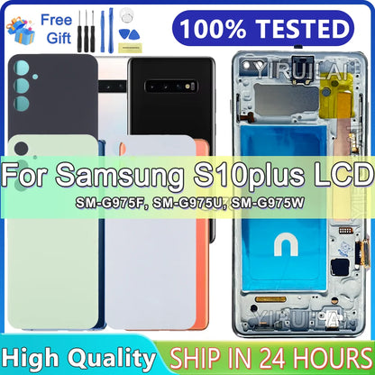 Pantalla LCD de 6,4 pulgadas S10 Plus para Samsung probada S10 + G975F G975U G975W G975 reemplazo del ensamblaje del digitalizador de pantalla táctil