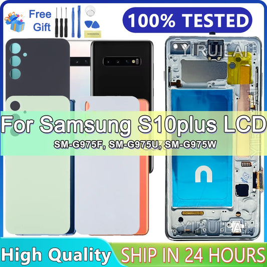 Pantalla LCD de 6,4 pulgadas S10 Plus para Samsung probada S10 + G975F G975U G975W G975 reemplazo del ensamblaje del digitalizador de pantalla táctil