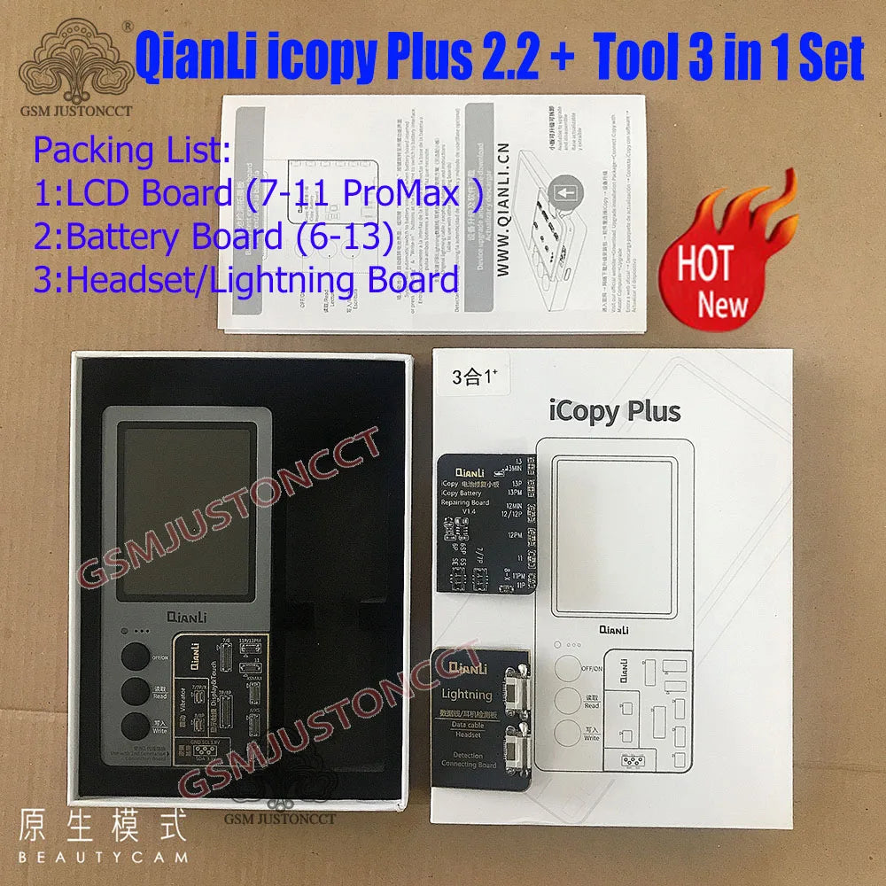 ICopy Plus 2 True Tone Light Sensor, Battery Repair, 8 X XS MAX XR 11 Pro Max, Vibrate Read and Write, Recovery Programmer, 2.2