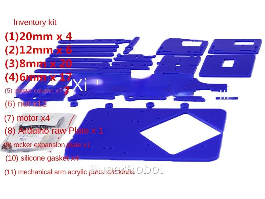 Kit Garra Brazo Robot Manipulador Mecánico Acrílico 4-DOF (Desarmado, para SG90/MG90S) Arduino STEAM