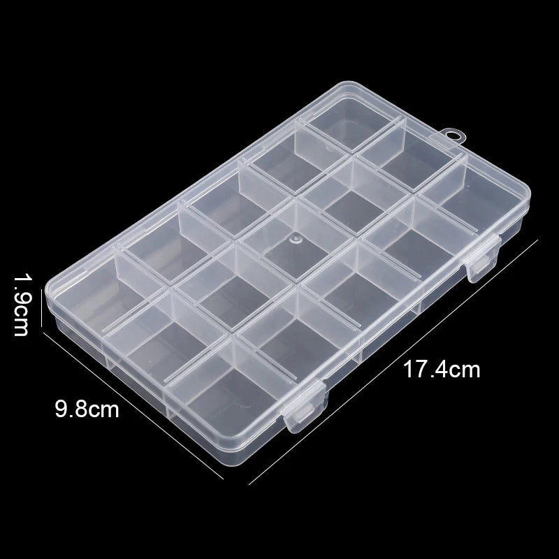 Caja Organizadora Plástico Transparente con Divisores Ajustables para Cuentas/Artesanía/Joyería/Pesca/Piezas