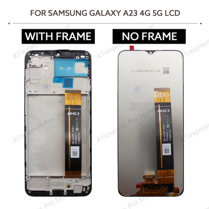 Pantalla LCD para Samsung Galaxy A23 4G 5G A235 A236, Panel de montaje de digitalizador con pantalla táctil con marco, piezas de repuesto de pantalla LCD