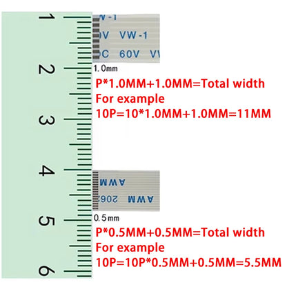 10PCS FPC FFC Cable Ribbon Flexible Flat Cable11P/12P/13P/14P 0.5MM 1.0MM Pitch 50/100/150/200/250/300MM