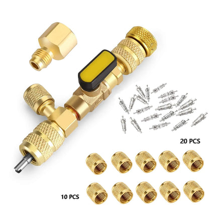 Kit Herramienta Instalador/Removedor Núcleo Válvula HVAC con Puerto Doble Tamaño 1/4" y 5/16" para R22/R12/R407/R410/R404/R32/R600