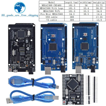Placa Desarrollo TZT Mega2560 (ATMEGA16U2 / Pro Mini / WiFi R3 ATmega2560 CH340G) compatible Arduino Mega R3 / ESP8266