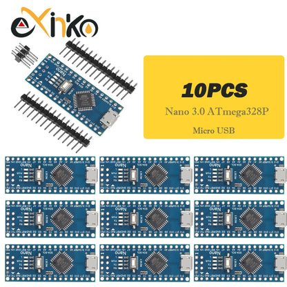 Placa Nano 3.0 (ATMEGA328P, 16MHz, CH340) con Bootloader (Puerto Mini/Tipo C/Micro USB) para Arduino (1-10 Unidades)