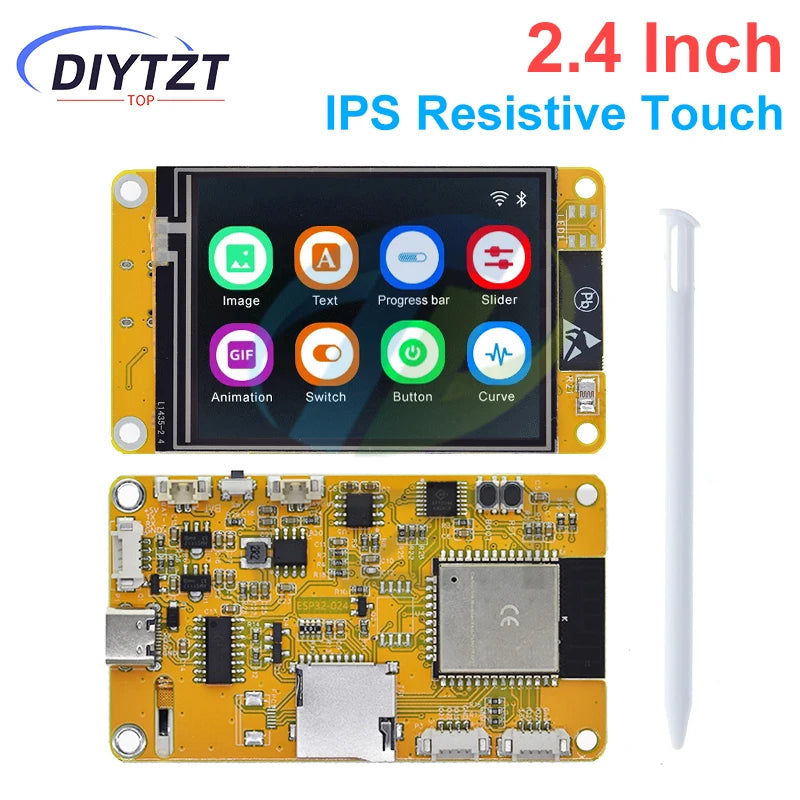 Placa Desarrollo DIYTZT ESP32 LVGL (WROOM) con Pantalla Táctil LCD TFT 2.4" (240x320) WiFi y Bluetooth
