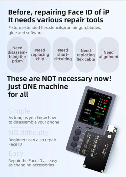 QIANLI iCopy Plus 2.3v 2025 Face ID Adaptor & Flex For X-14 PM Series Dot Matrix Recovery Activation Board Repair Tools