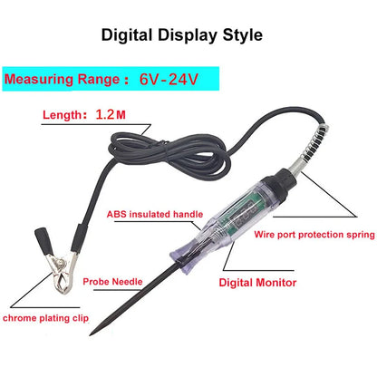 Pluma Tester Voltaje Circuito Universal Auto/Camión con Display Digital y Luz - Accesorio Reparación