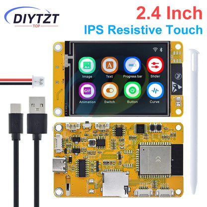 Placa Desarrollo DIYTZT ESP32 LVGL (WROOM) con Pantalla Táctil LCD TFT 2.4" (240x320) WiFi y Bluetooth