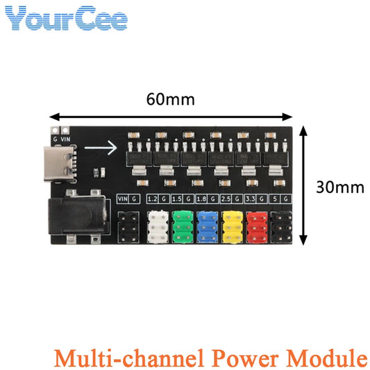 Lote 1/2 Pcs Módulo Fuente Alimentación Multicanal AMS1117 (1.2V-5.0V) 800mA con Socket USB-C