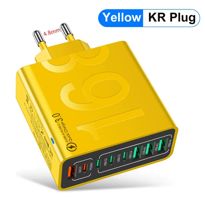 Cargador Pared USB Tipo C Múltiple 8 Puertos Alta Velocidad Carga Rápida PD para iPhone 15/Xiaomi/Huawei