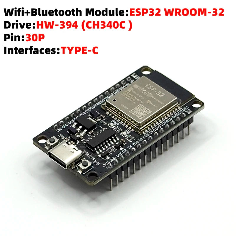 Placa Expansión ESP32-DevKitC-32 (ESP-WROOM-32/32U) (CH340C, 30 Pines) WiFi + Bluetooth Doble Núcleo Bajo Consumo