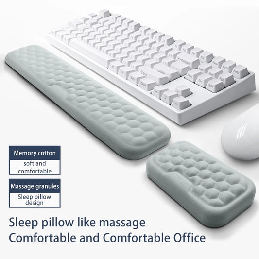 Reposamuñecas Ergonómico Espuma Memoria para Teclado y Mouse Pad (Protección Oficina/Tipeo) Computadora/Notebook