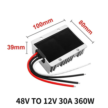 Reductor Voltaje DC-DC 36V/48V a 12V 10A/20A/30A Step-Down Buck Impermeable con Fusible (CE/RoHS) para Golf Cart