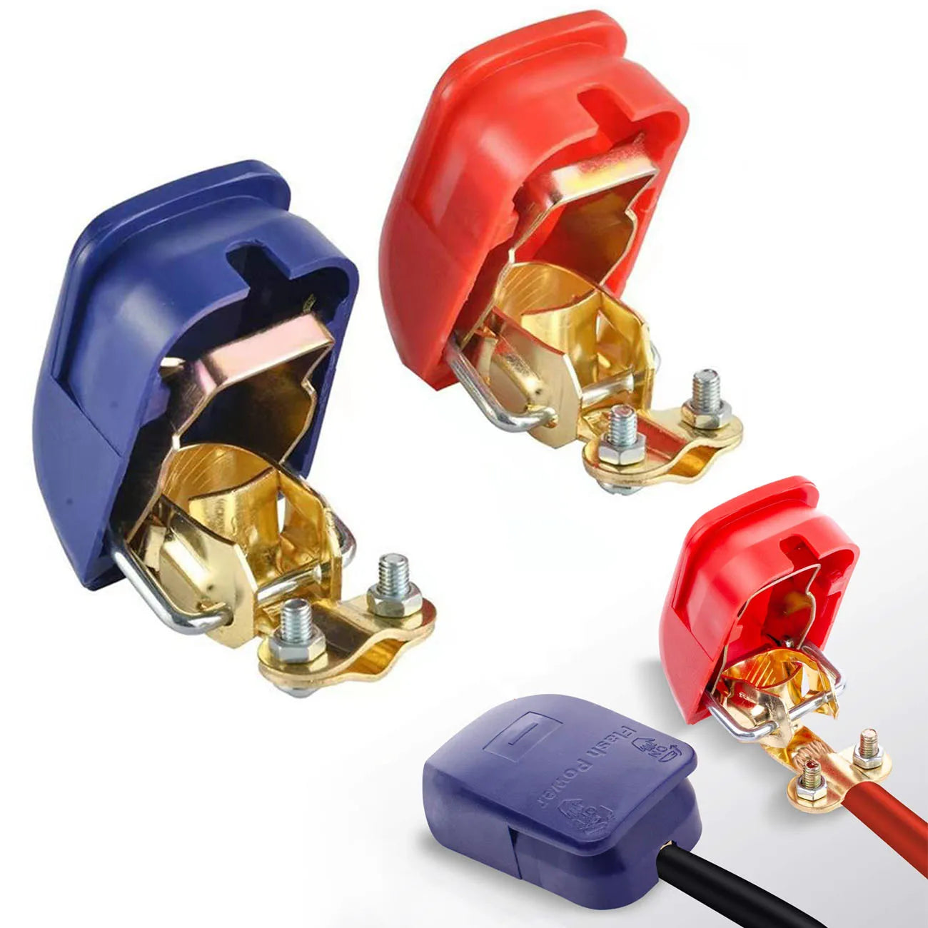 Conectores Terminal Batería Auto Liberación Rápida 12V/24V Positivo/Negativo Extremos Cable para Tipo SAE/JIS (2 Piezas)