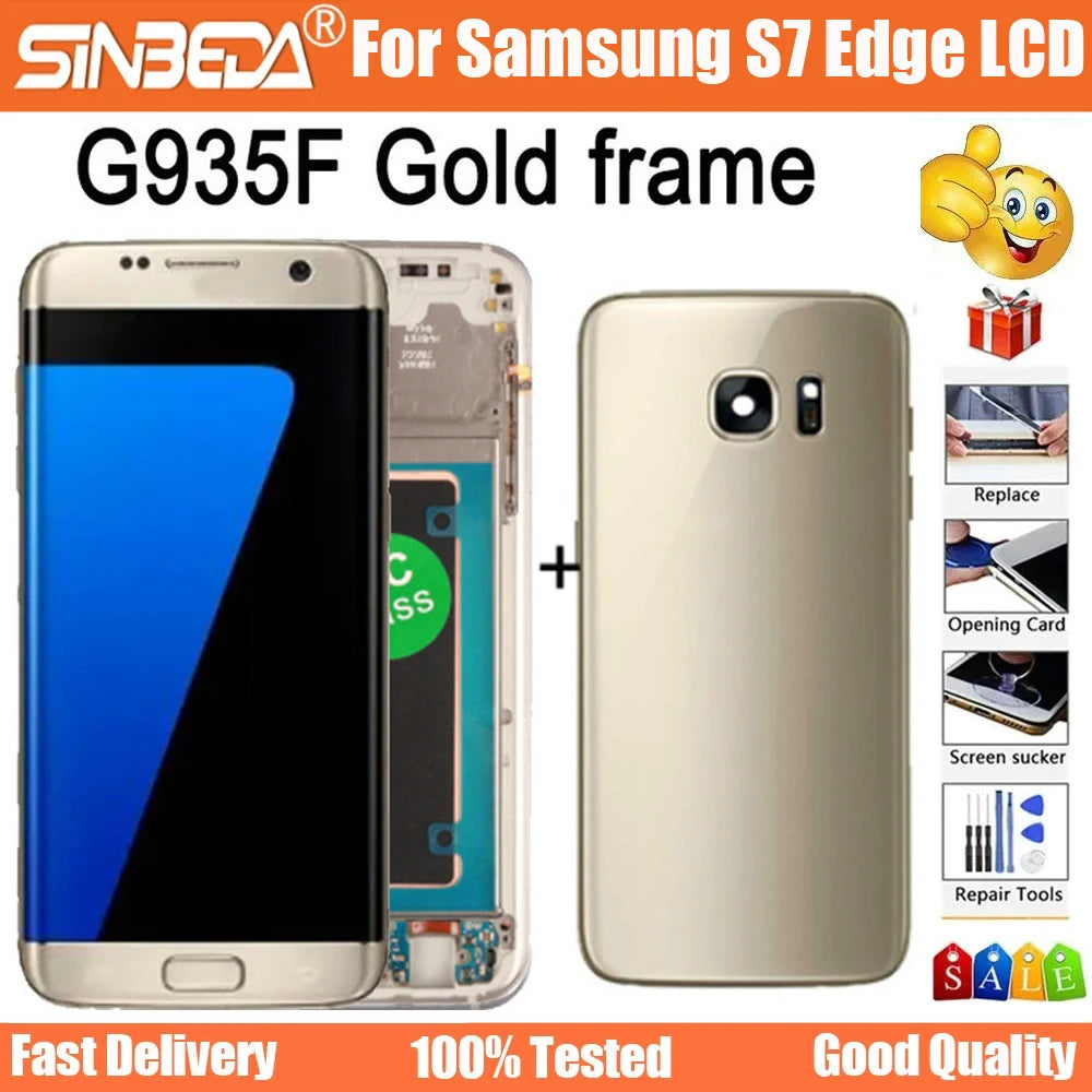 Pantalla AMOLED 5.5" con Digitalizador Táctil para Samsung Galaxy S7 Edge (G935/G935F) (Con Sombra Quemada, Probada) + Tapa Trasera