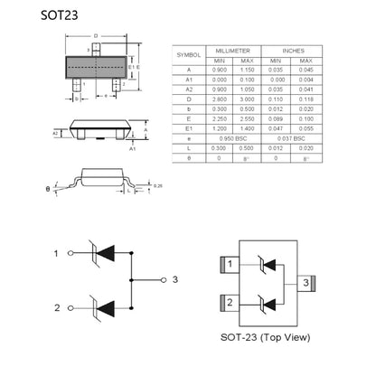 MOSFET Canal-N SI2300 SMD SOT-23 30V 3.6A - Lote 100 Piezas