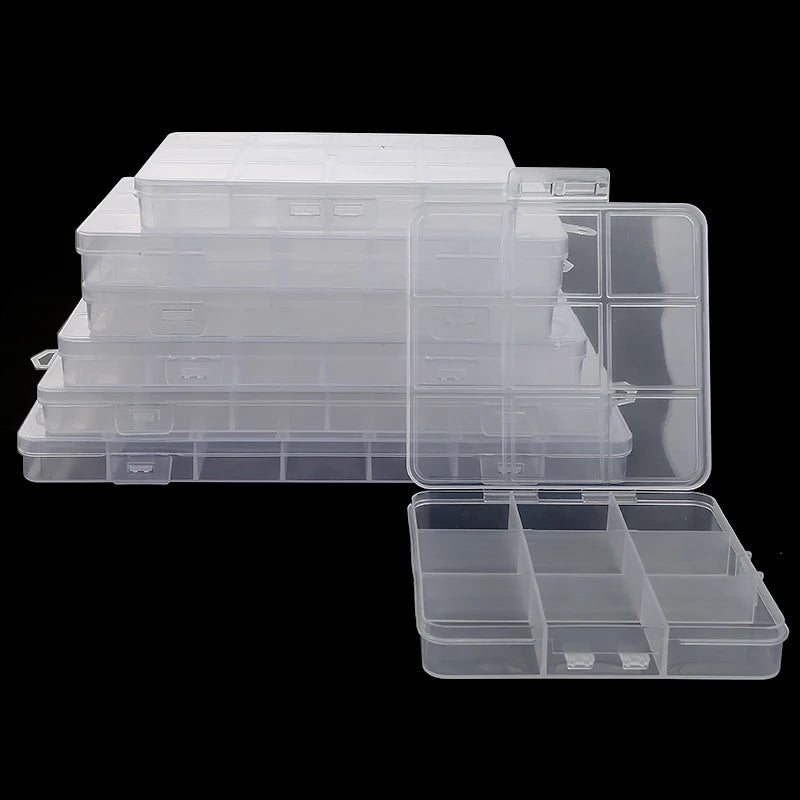 Caja Organizadora Plástico Transparente con Divisores Ajustables para Cuentas/Artesanía/Joyería/Pesca/Piezas