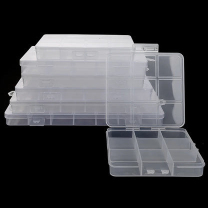 Caja Organizadora Plástico Transparente con Divisores Ajustables para Cuentas/Artesanía/Joyería/Pesca/Piezas