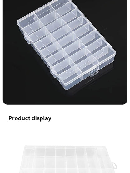 Caja Almacenamiento Transparente 24 Rejillas para Hardware/Botones/Pesca/Joyería/Accesorios/Papelería