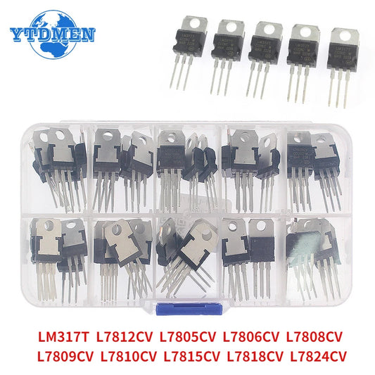 Kit Regulador Voltaje IC TO-220 (LM317T, L7805CV-L7824CV) (5-50 Unidades)