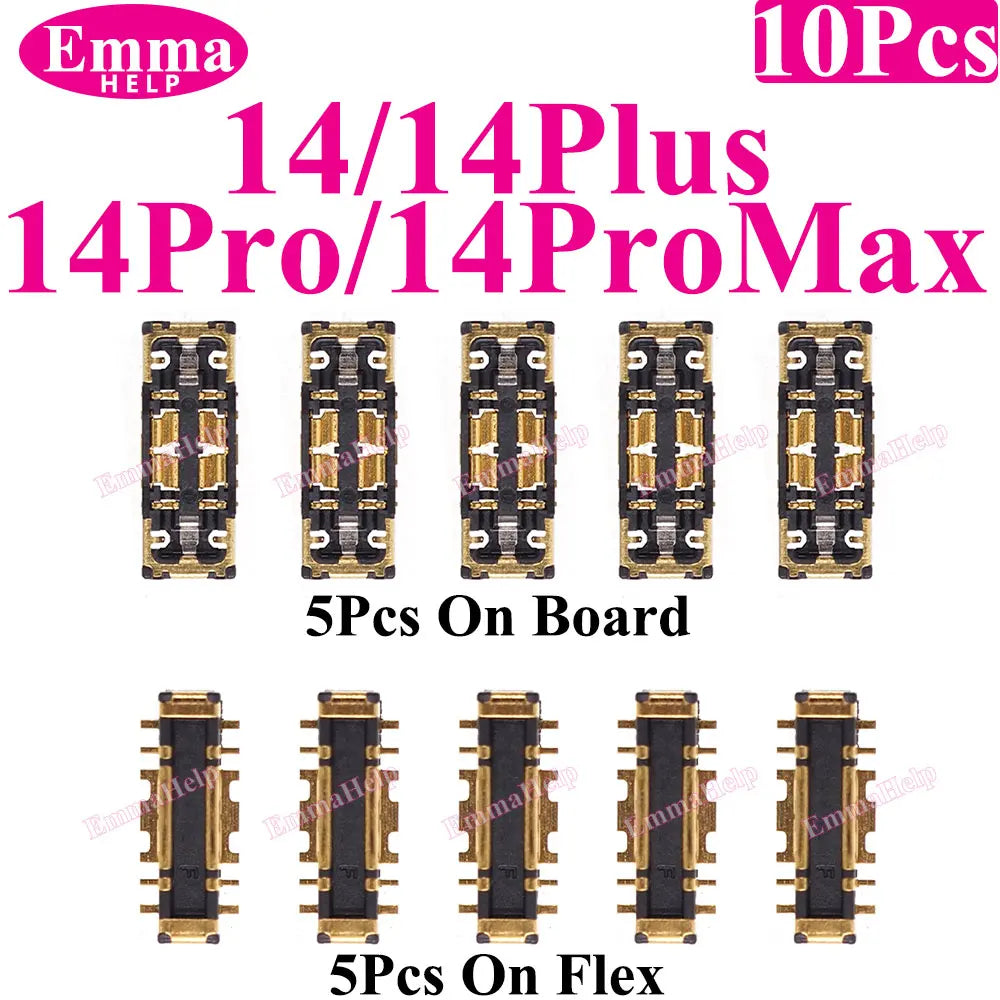Conector FPC Batería Interno (Clip Placa) para iPhone 8/X/XS/XR/11/12/13/14/15/16 Pro Max/Plus (10 Unidades)