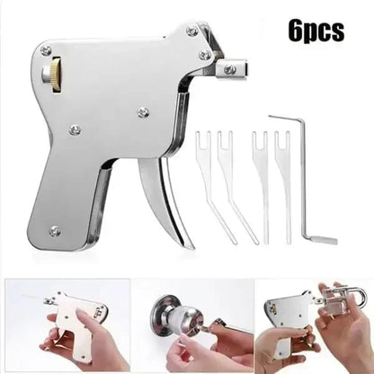 Kit Herramienta Apertura Puertas Acero Inoxidable (Ganzúa/Llave Bump/Pistola Pick) Reparación Cerrajería